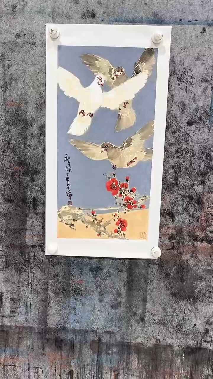 国画李军花鸟作品