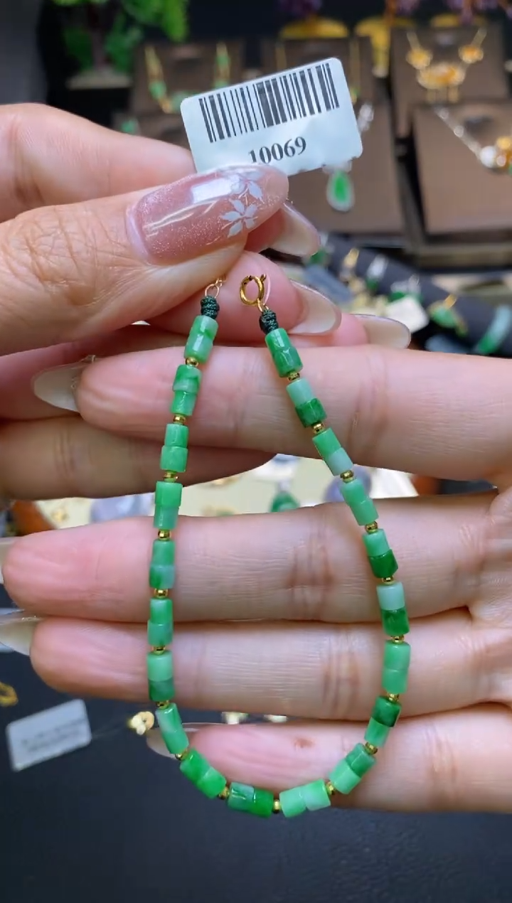 翡翠18K金镶嵌颈饰净货10069