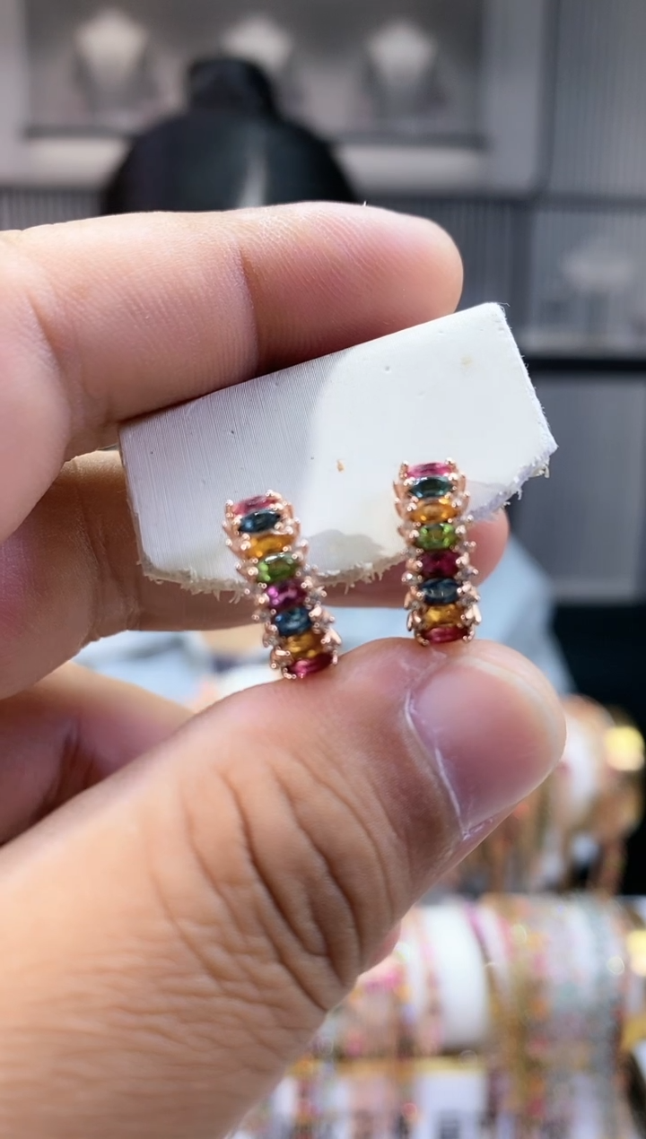 银S925镶嵌耳扣碧玺354543354354354