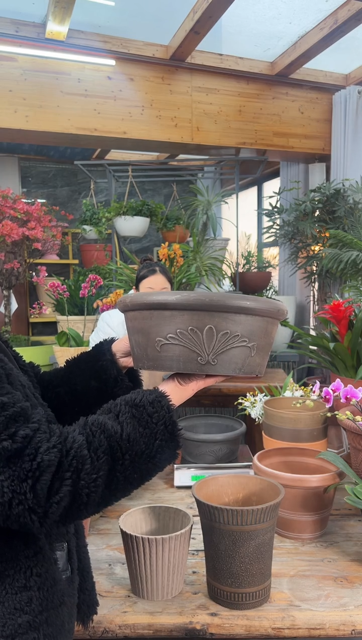 30*12.5/TA30【3只装】咖啡色浮雕纹理花盆