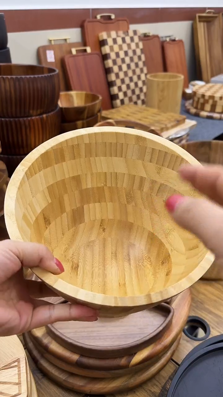 楠竹斜口生菜丸子收纳碗沙拉碗