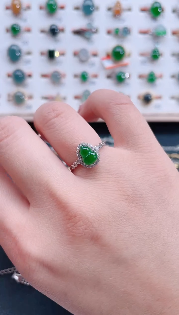 银S925镶嵌戒指翡翠天然翡翠