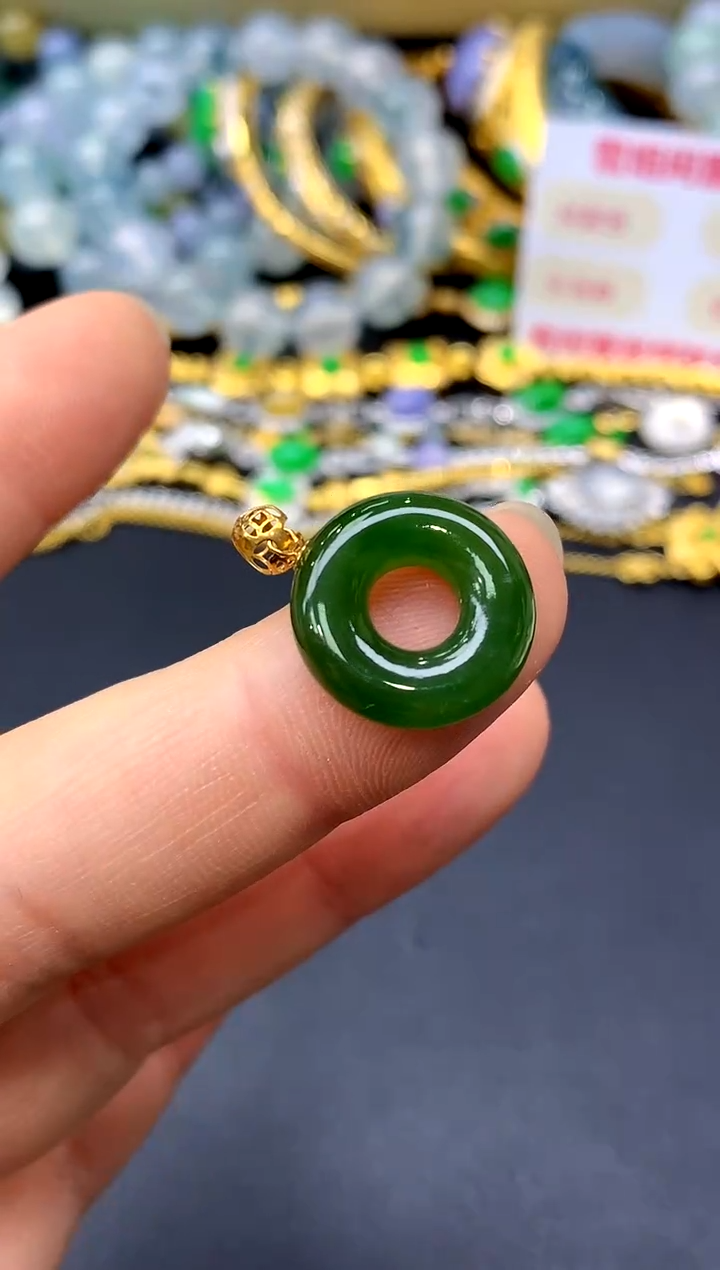 吊坠(不含链)18K金镶嵌和田玉11-多样性发其一