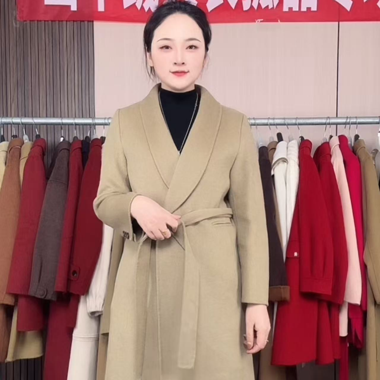 【100%羊毛大衣】22728-2025新款秋冬双面羊毛大衣外套冬季加厚长款