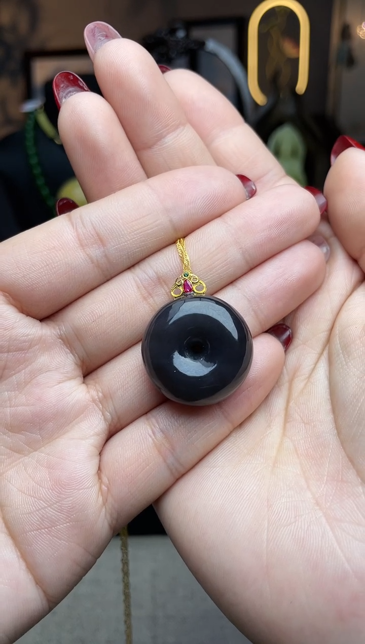 【闪购商品】和田玉颈饰18K金镶嵌ge81吊坠