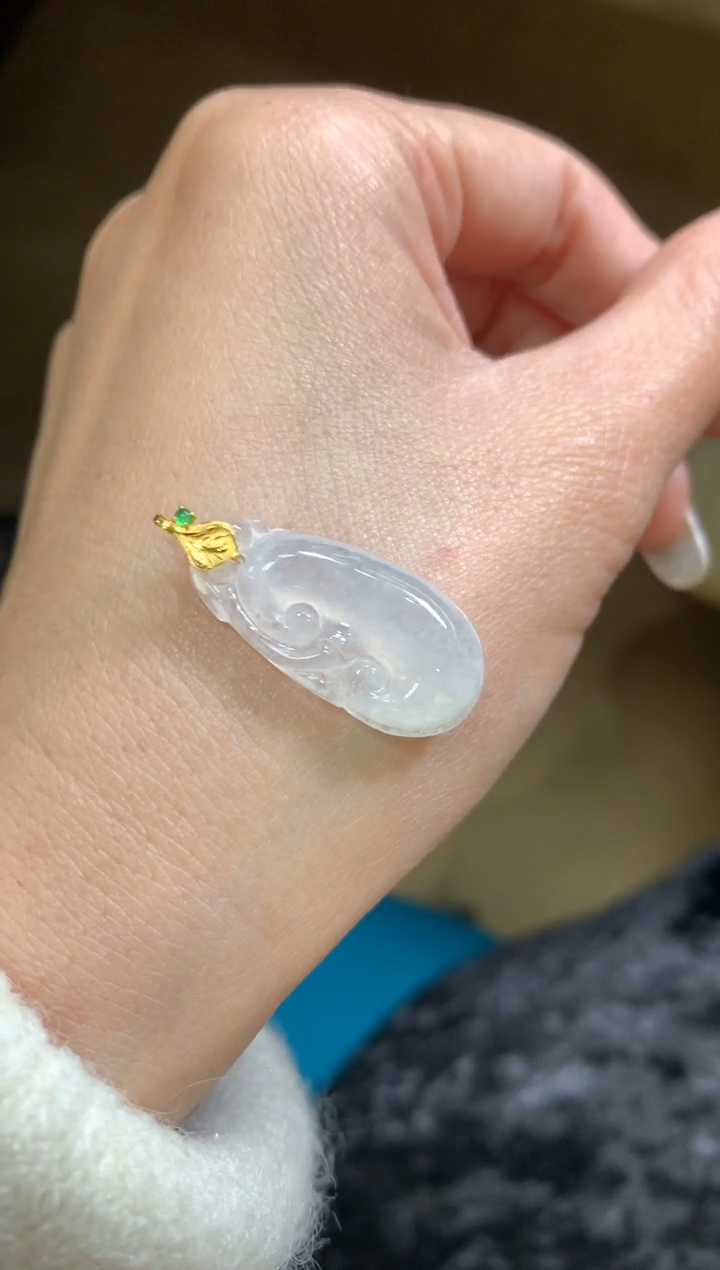 吊坠(不含链)18K金镶嵌翡翠翡翠