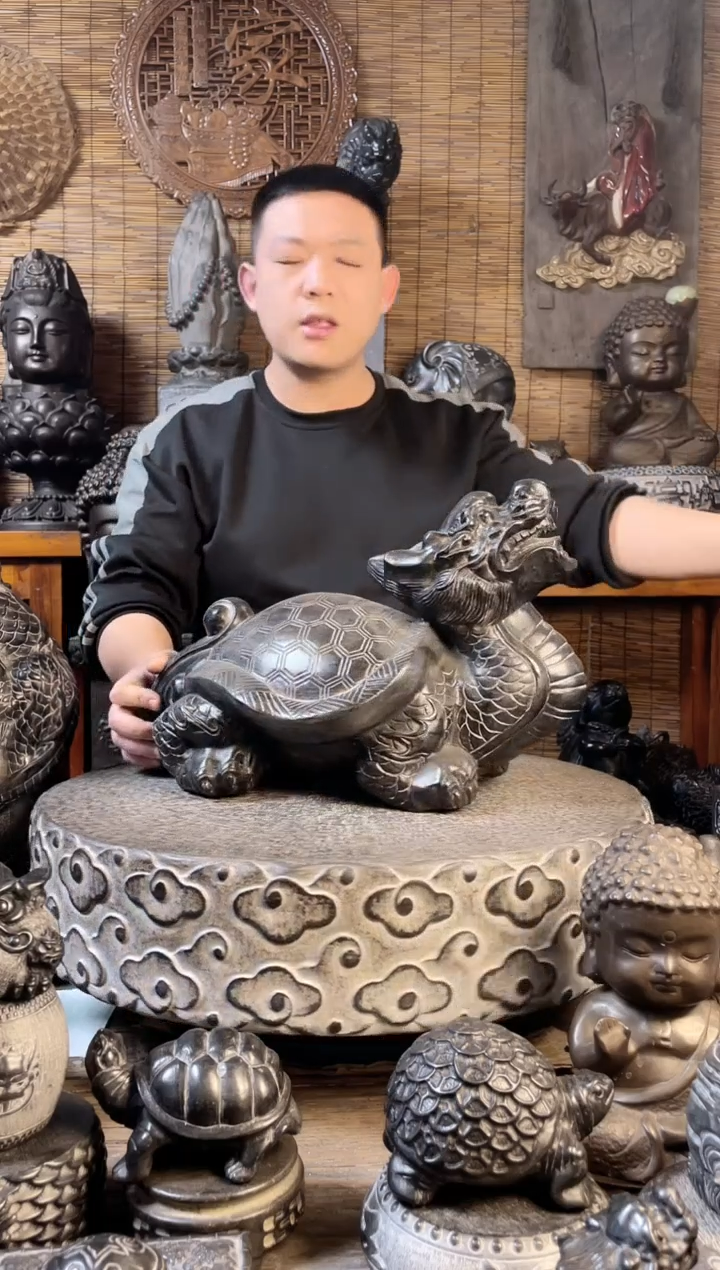 【闪购商品】46龙龟天然青石雕刻