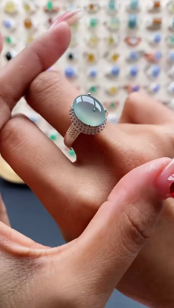 【闪购商品】翡翠戒指未镶嵌缅甸天然A货翡翠555 6+2