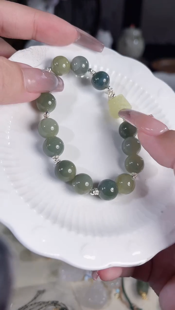 手链银S925镶嵌和田玉多样性发货其一默认天然特征