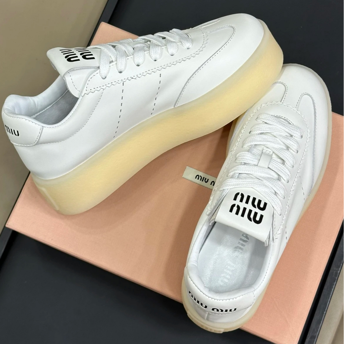 未使用 MIU MIU/缪缪 汤/厚底小白鞋 39/39.5码