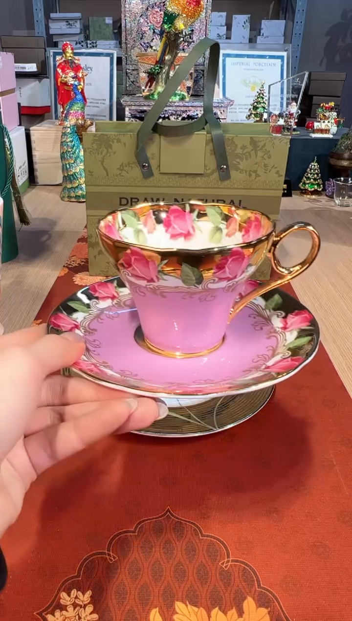 【闪购商品】杯124紫釉19朵玫瑰杯碟