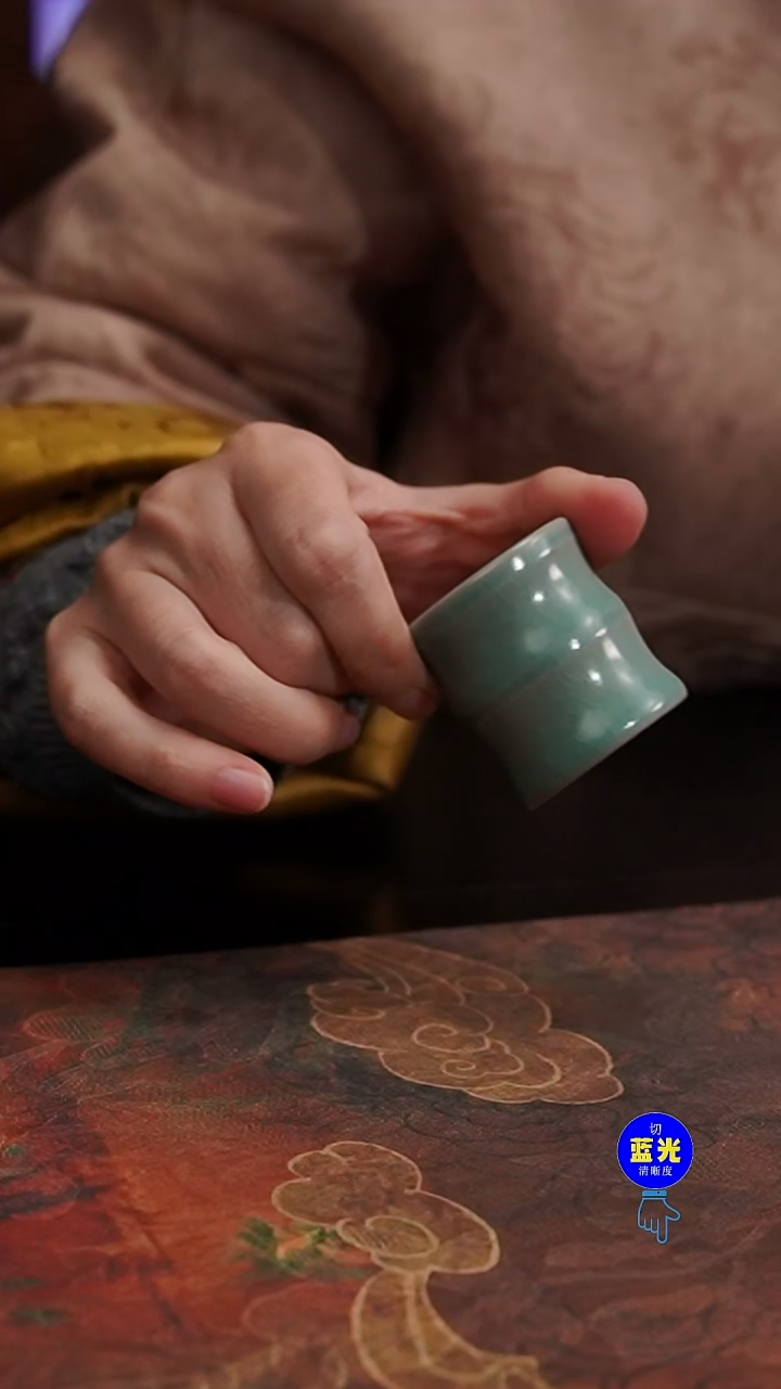 摆件瓷纯手工清凉寺原矿釉竹节盖置