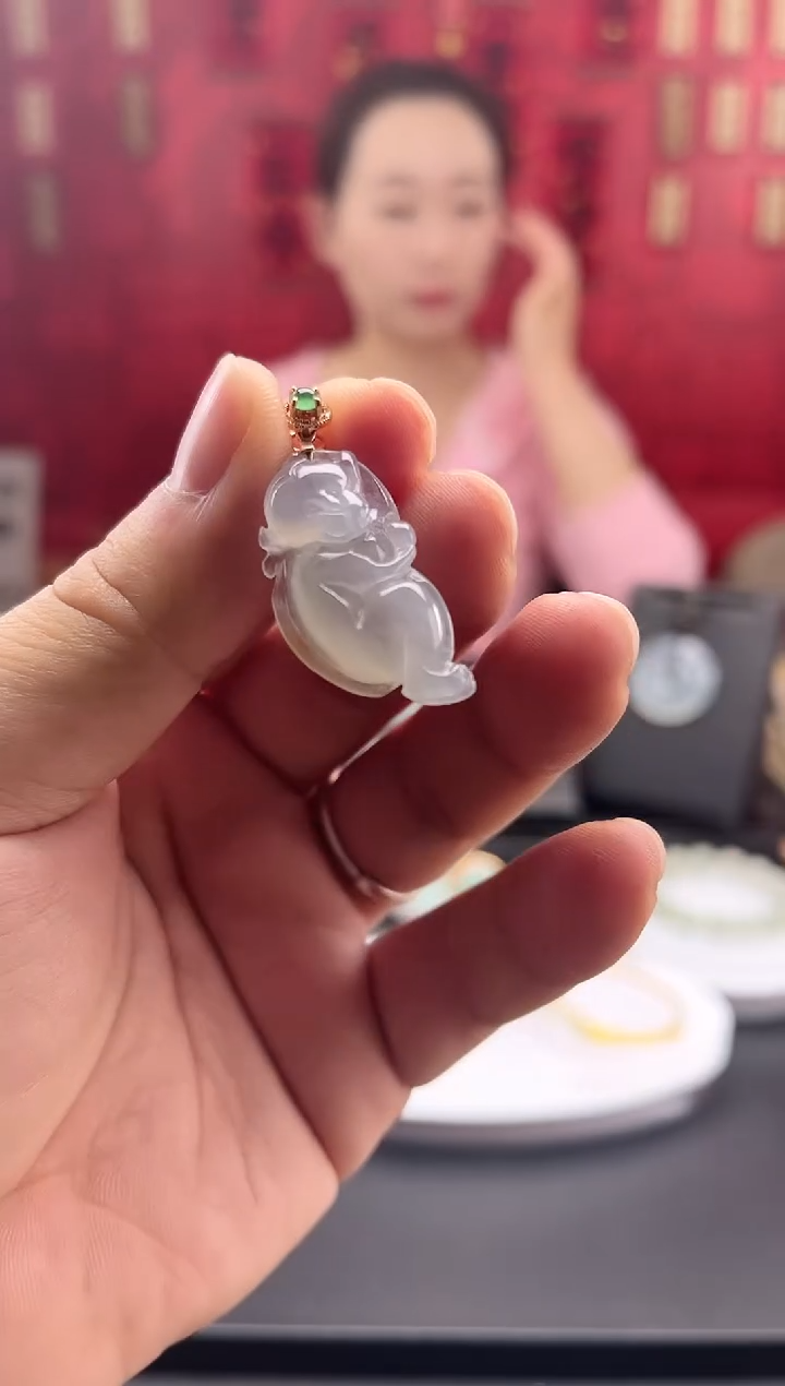 【闪购商品】翡翠颈饰18K金镶嵌吊坠