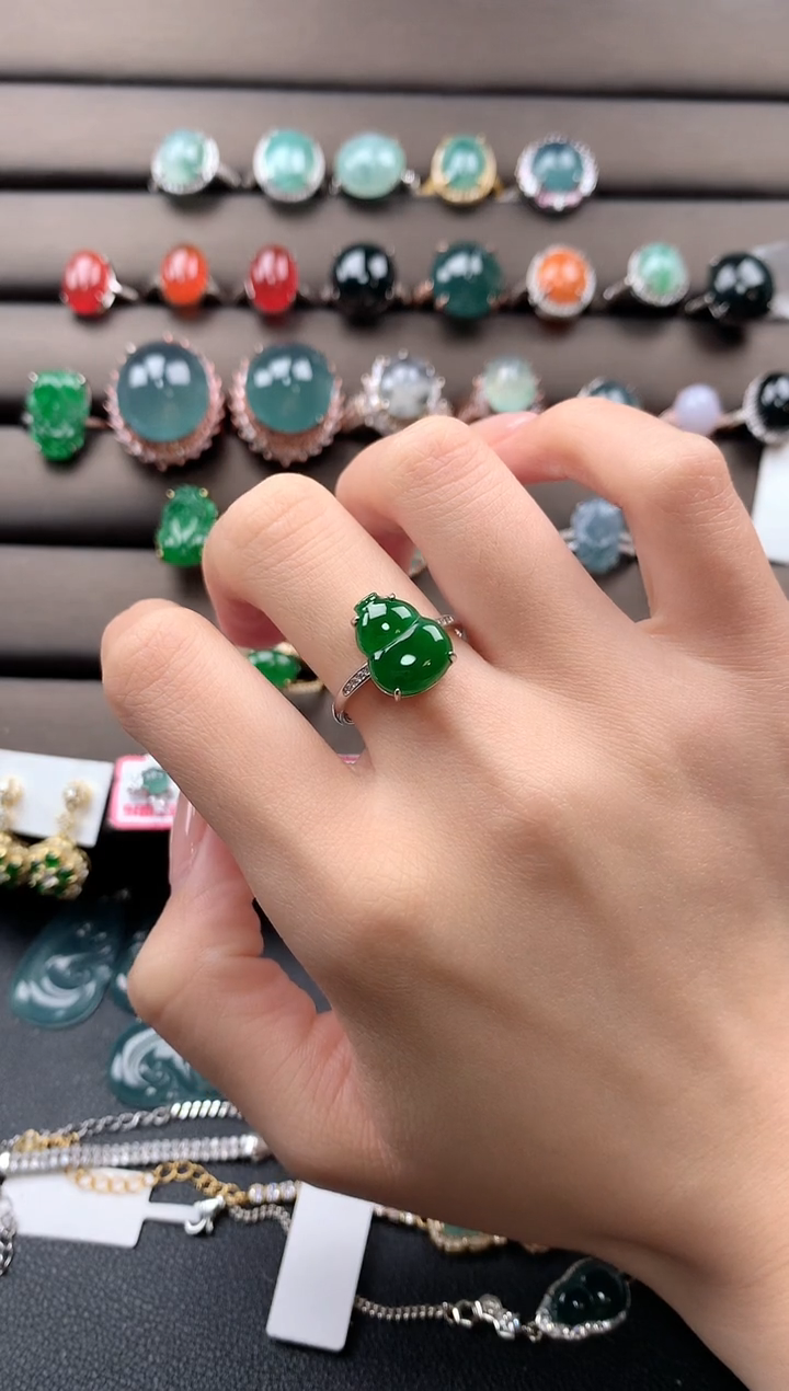 【闪购商品】翡翠戒指银S925镶嵌45435345