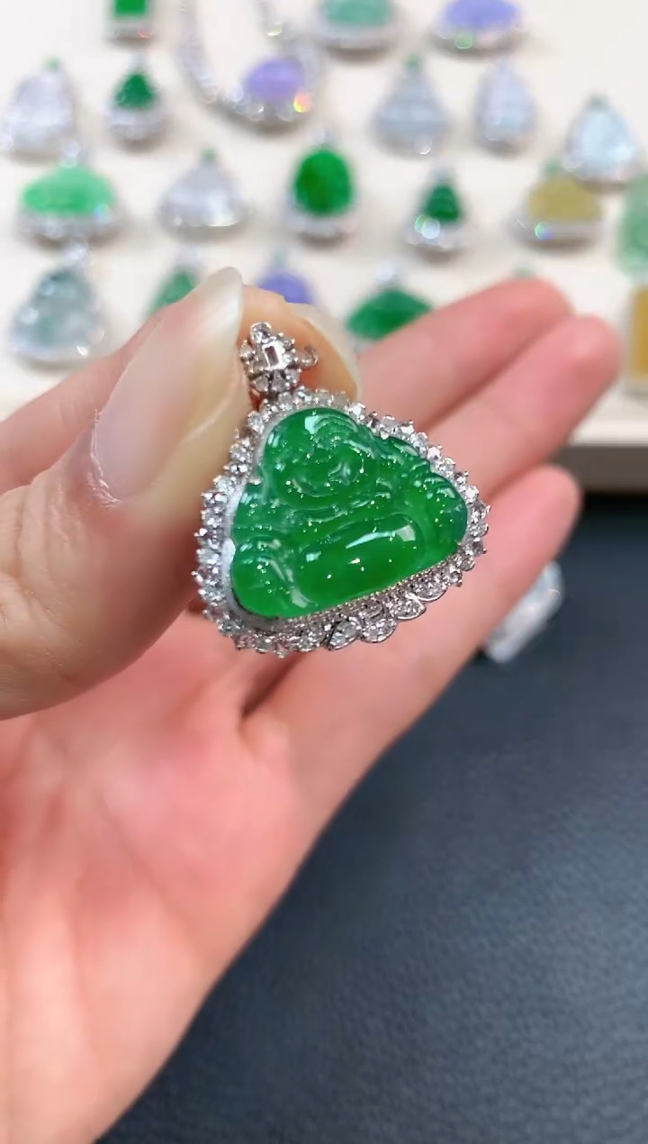 【闪购商品】翡翠吊坠(不含链)18K金镶嵌b134