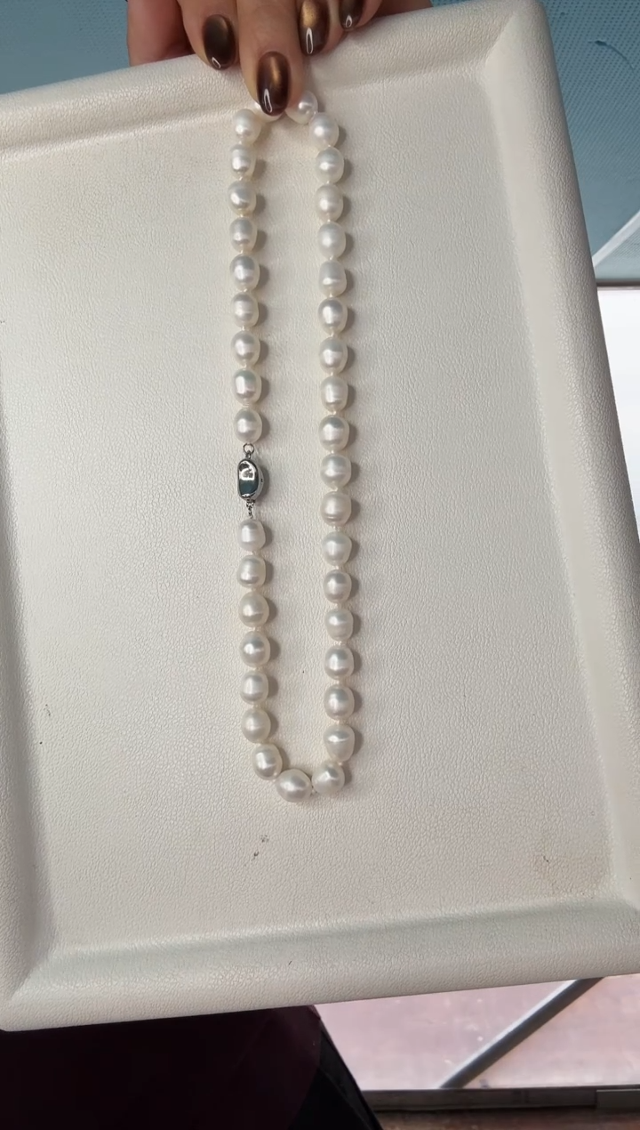 项链未镶嵌淡水珍珠淡水真珍珠无核美人泪8-9mm全珠链