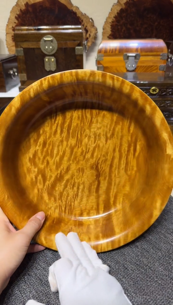 金丝楠木老料满水波聚宝盘 26.7-7.8cm