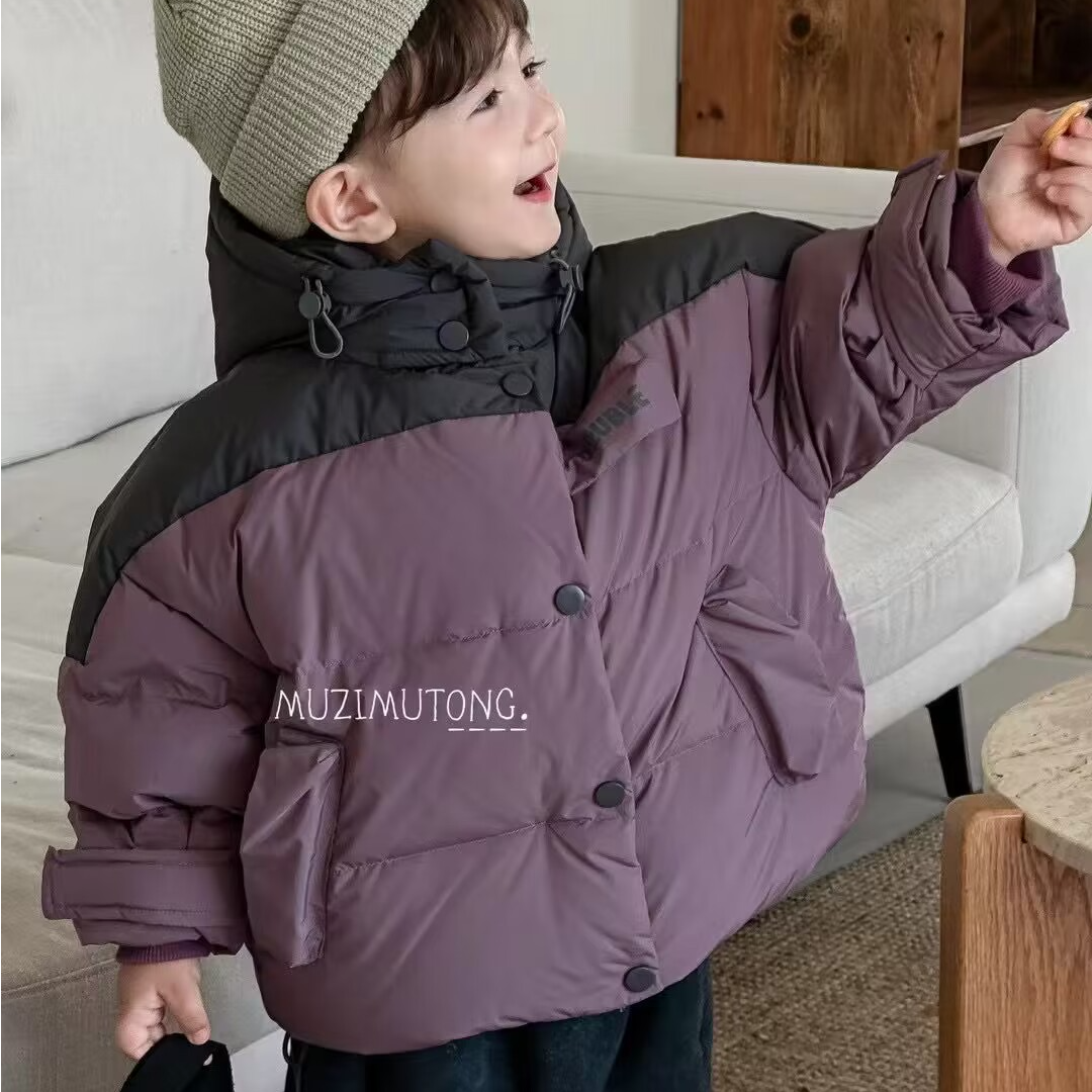 中童儿童童装 男童女童装上衣 纯色森系韩版小童羽绒服外套百搭