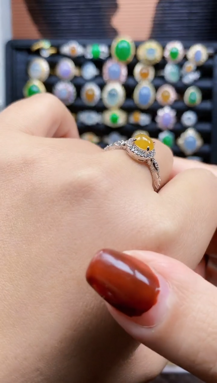 银S925镶嵌戒指翡翠289