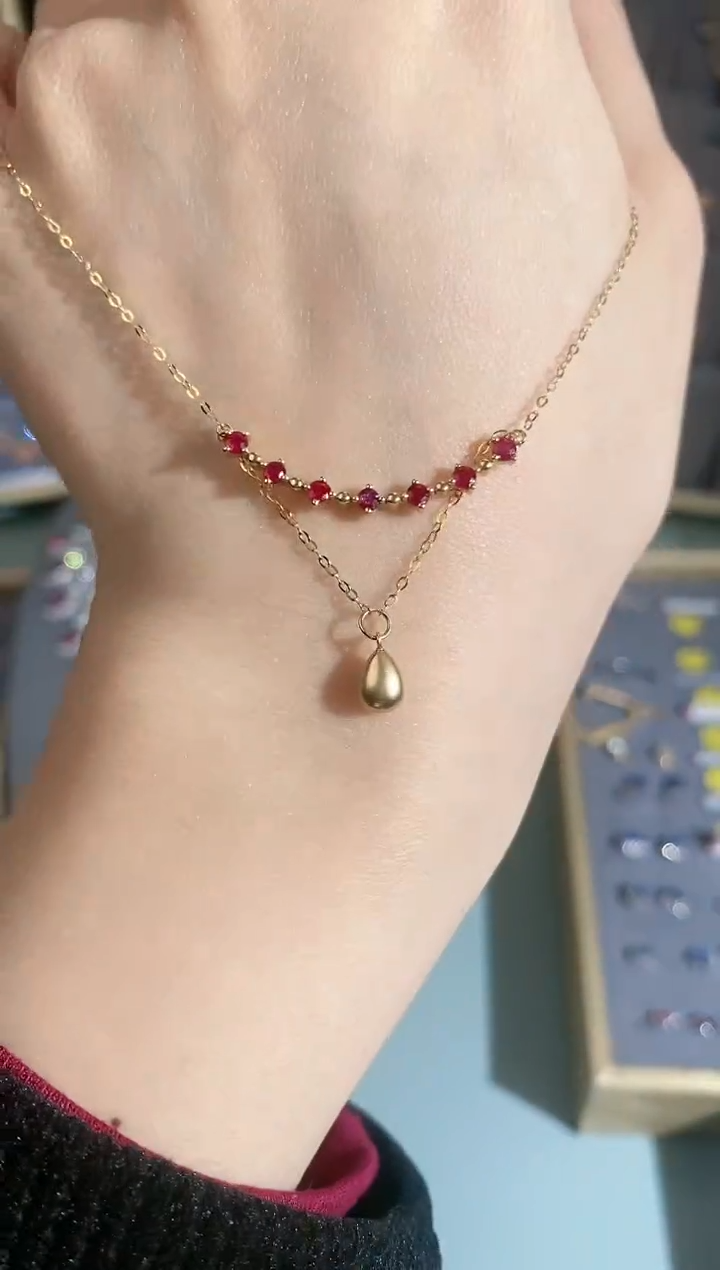 【闪购商品】红宝石颈饰18K金镶嵌项链