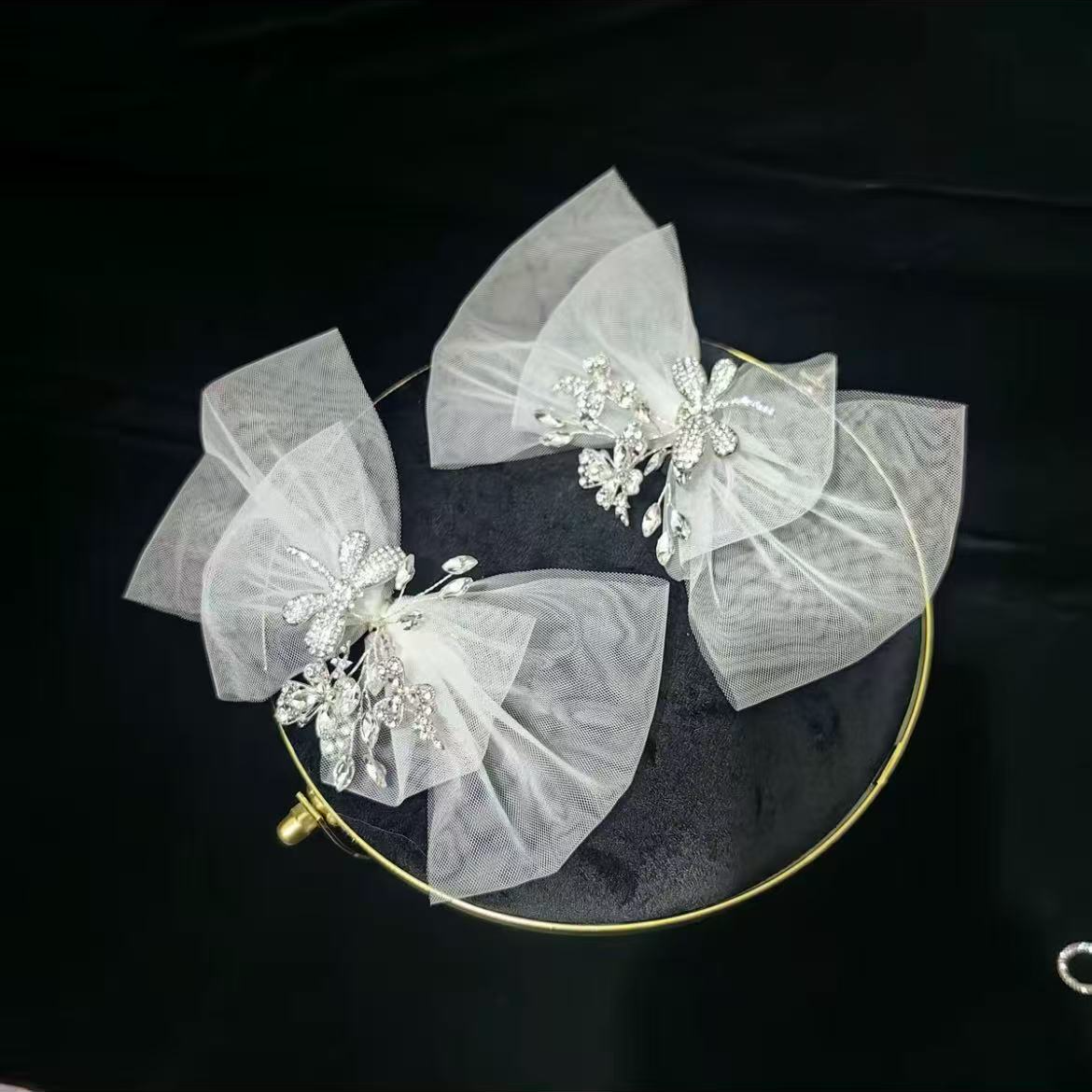 蝴蝶精美网纱对夹新娘饰品