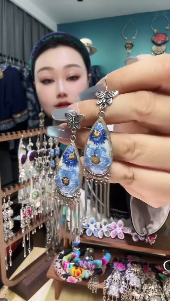 刺绣纯手工民族风刺绣耳环