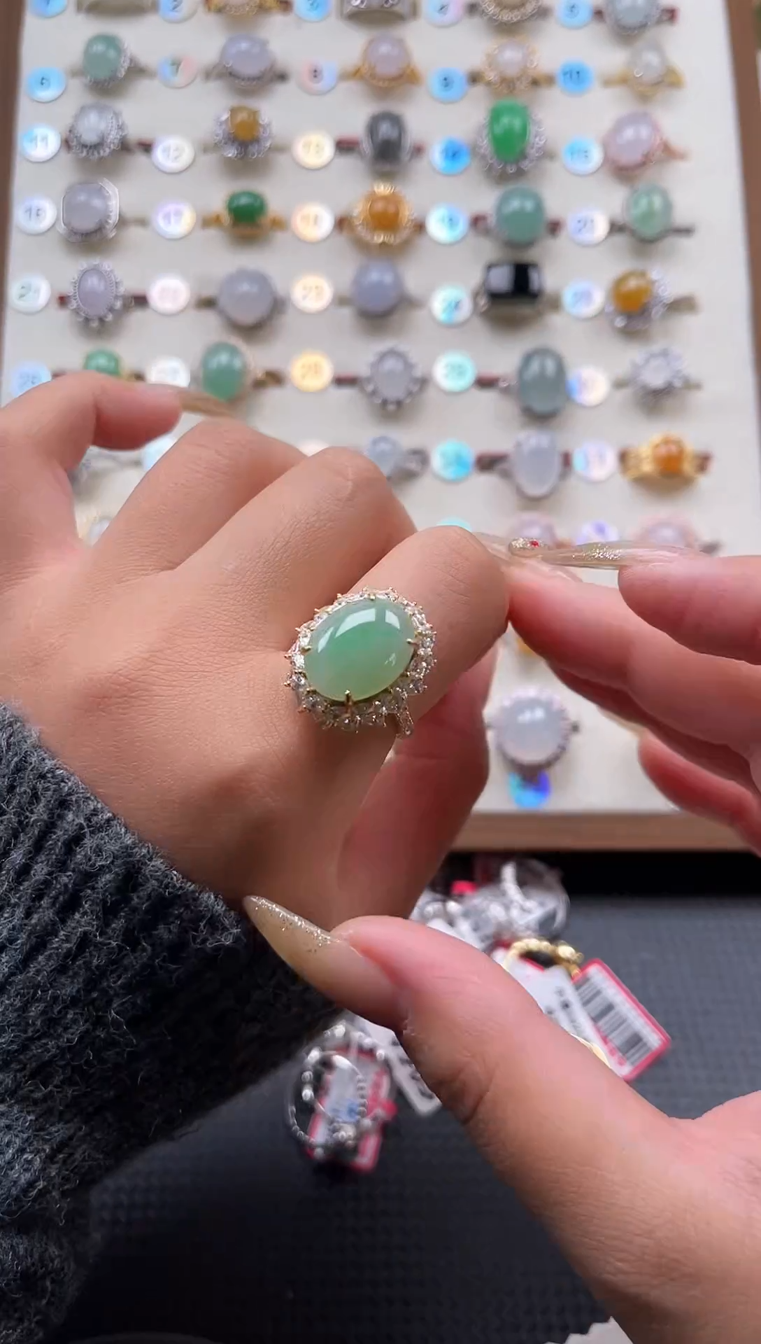 【闪购商品】翡翠戒指银S925镶嵌天然A货翡翠戒指