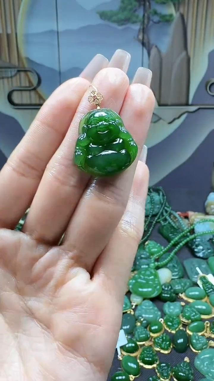 【闪购商品】和田玉吊坠(不含链)18K金镶嵌1