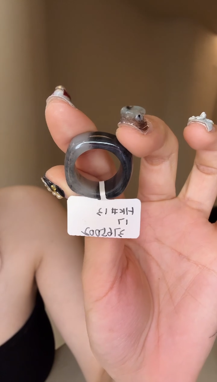 和田玉未镶嵌戒指13码青花