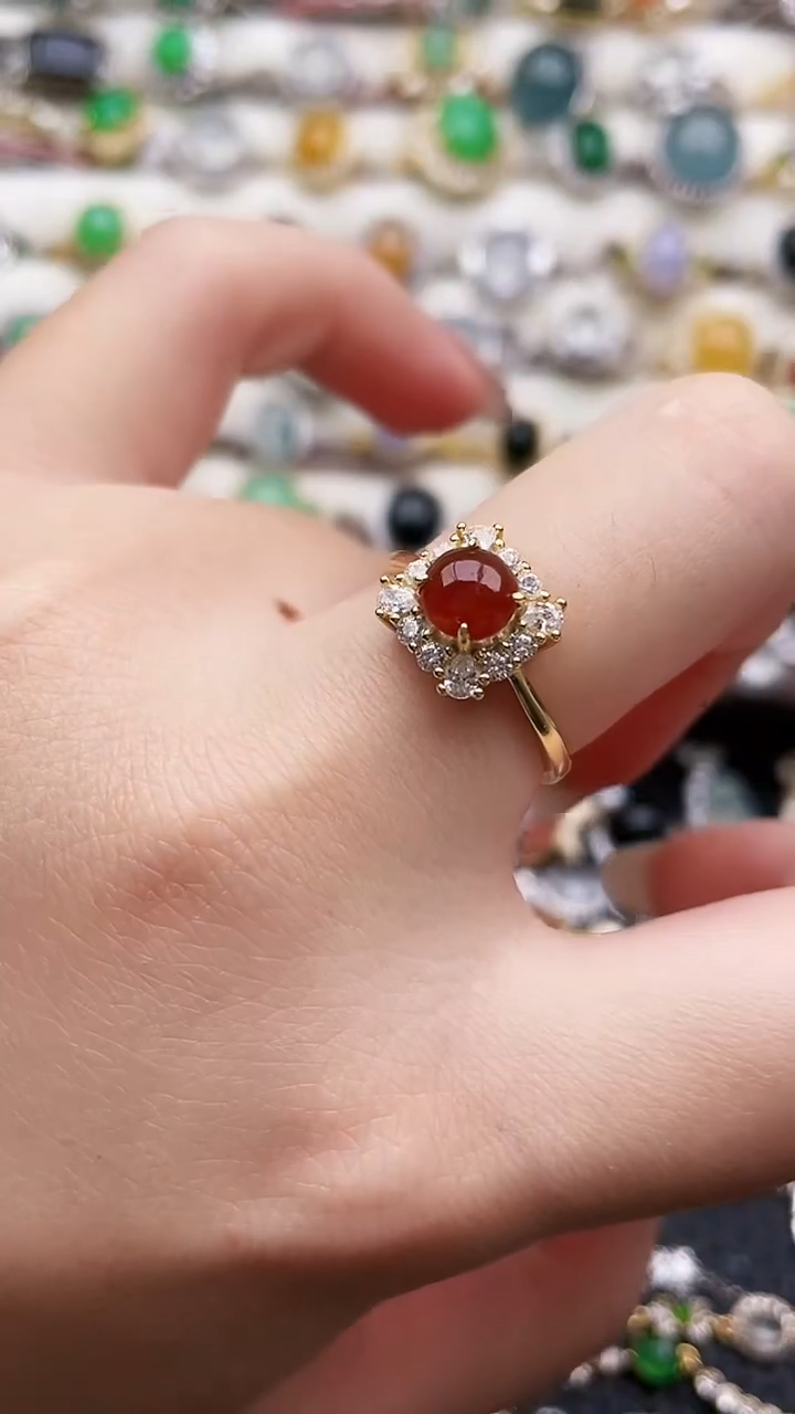 银S925镶嵌戒指翡翠70