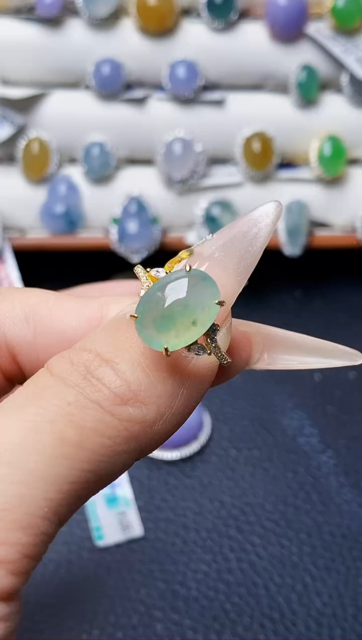 银S925镶嵌戒指翡翠0034