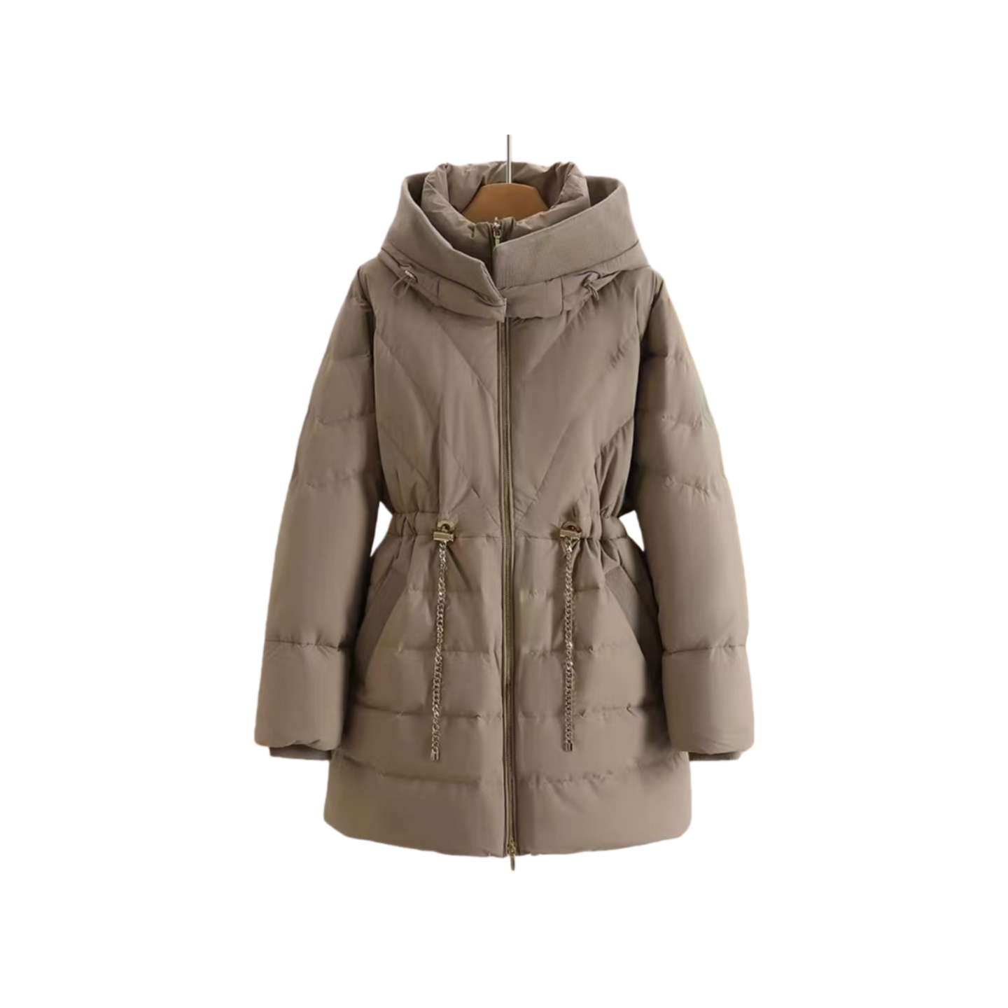 MS 24103冬季新款通勤时尚链条收腰显瘦保暖羽绒服