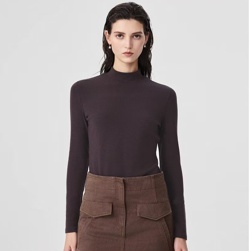 【多多家】天丝羊毛绒半高领小暖炉打底衫【1292】