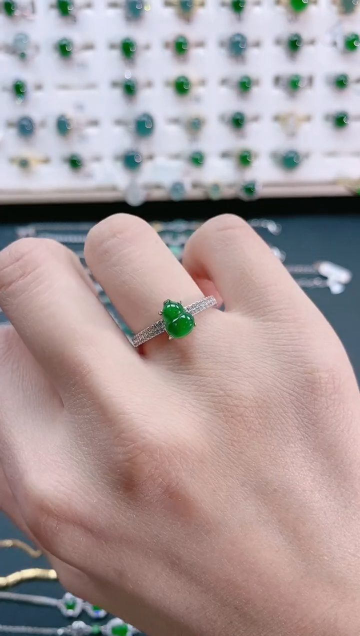 【闪购商品】翡翠戒指银S925镶嵌天然翡翠