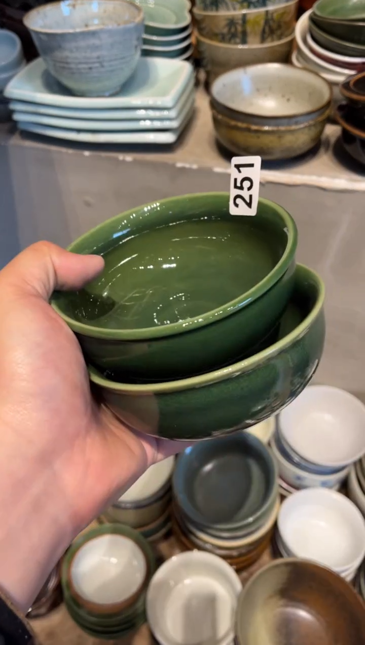 【闪购商品】瓷片251翠绿反边小碗2个