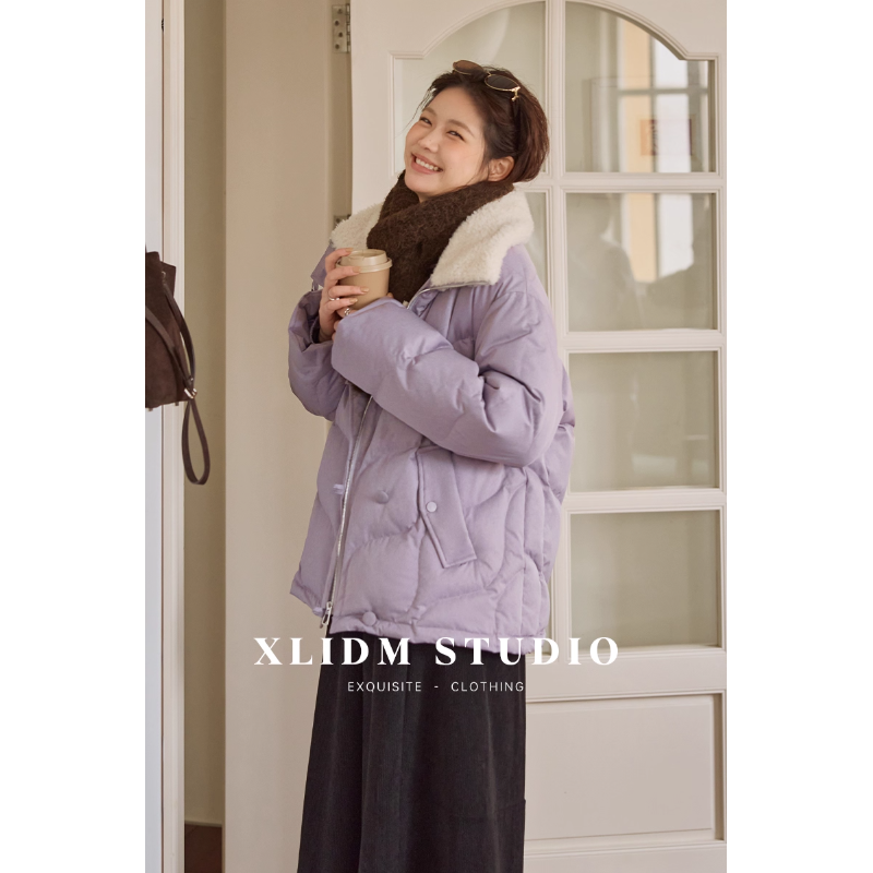 小俪大码女装 90白鸭绒自研茧型毛领羽绒服DD4S181127-1（2）