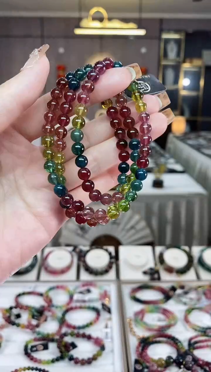 【闪购商品】碧玺三圈手串6mm+未镶嵌一物一证dan