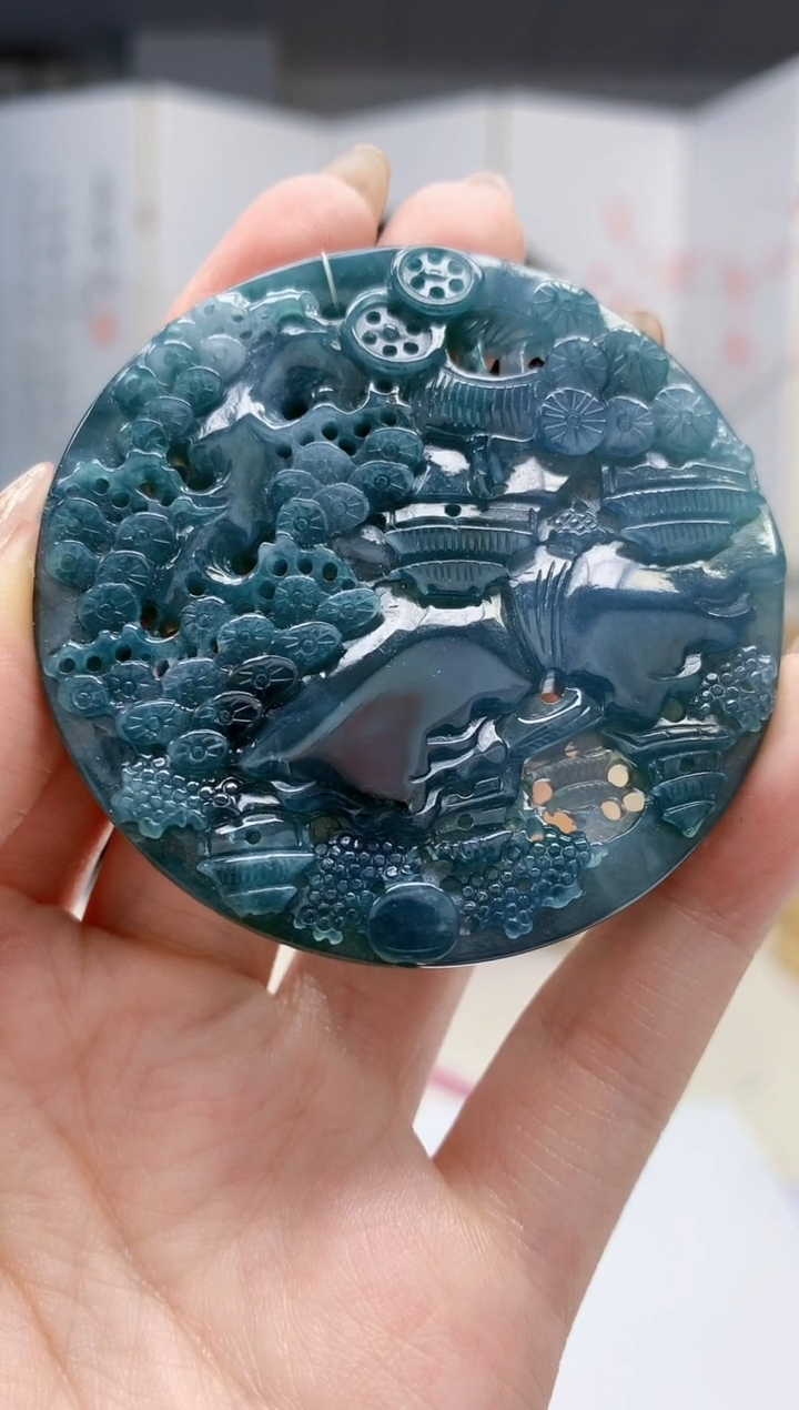 【闪购商品】定制翡翠未镶嵌1502jw-毛货挂件山水牌71