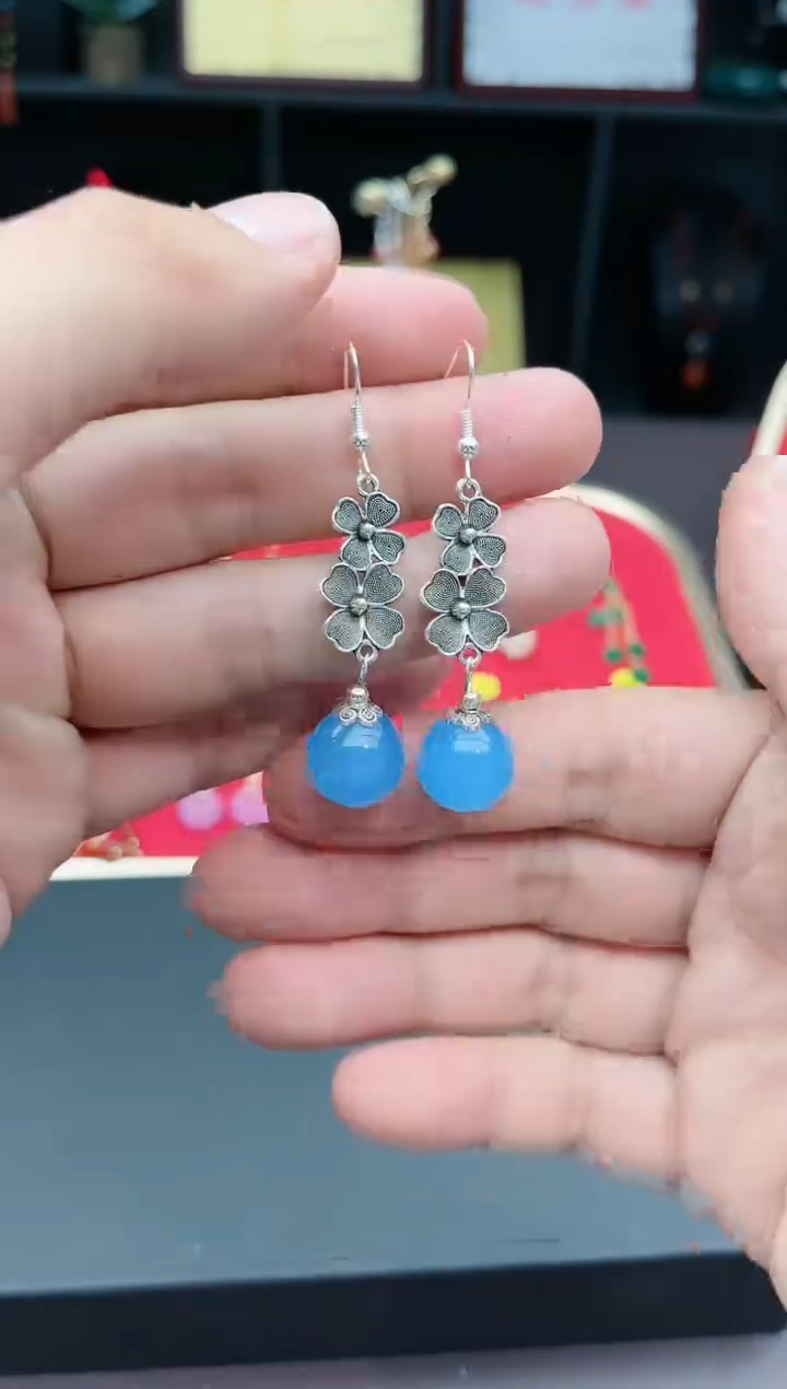 【闪购商品】玛瑙/玉髓耳钉银S925镶嵌712000