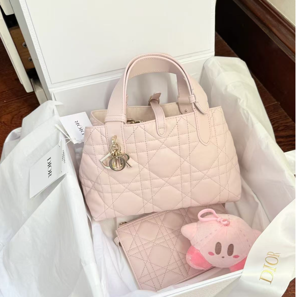 95新 DIOR/迪奥 GGS丨toujours小号购物袋粉金25年/99571465