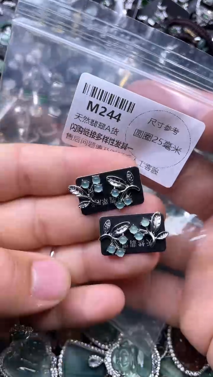 【闪购商品】翡翠颈饰未镶嵌M244耳钉 多样性发其一