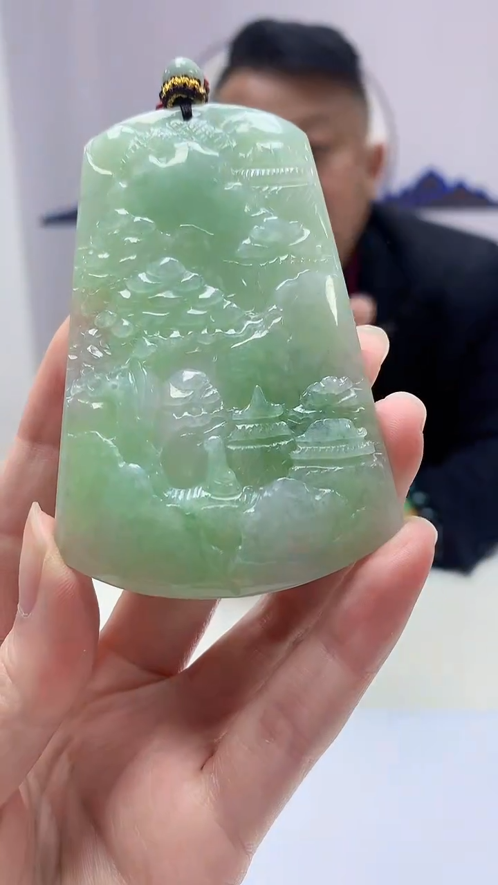 【闪购商品】定制翡翠未镶嵌4969zm-毛货挂件山水45