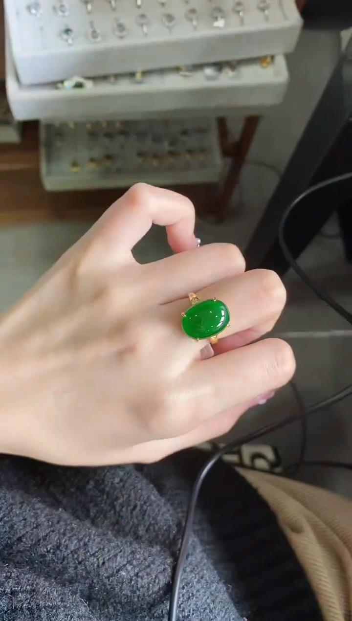 【闪购商品】翡翠戒指银S925镶嵌51511