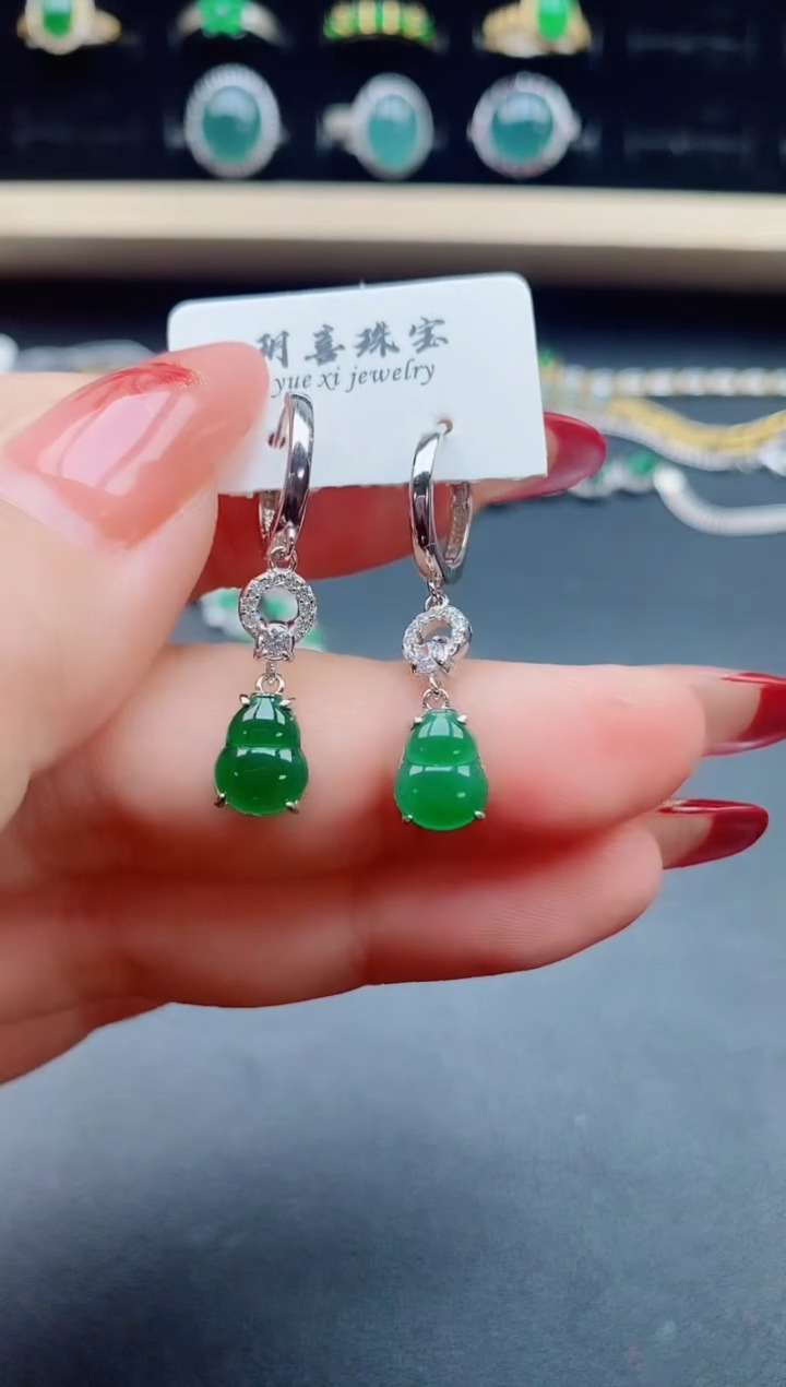 【闪购商品】翡翠耳饰银S925镶嵌580550