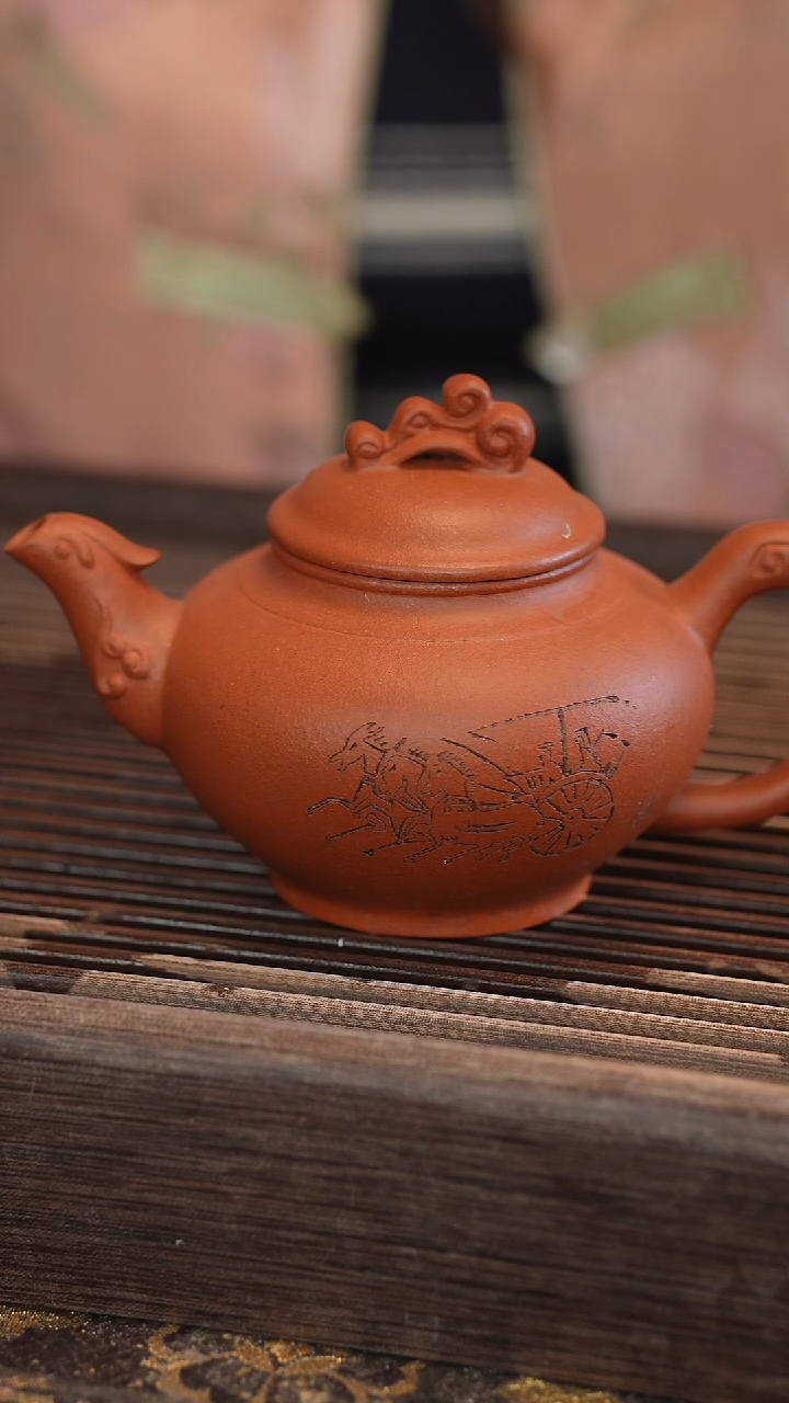 茶壶紫砂凤鸣朝阳 红清水 半手工 260cc
