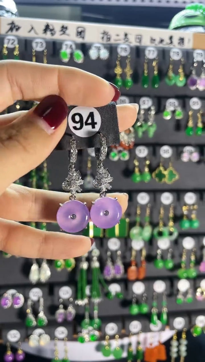 【闪购商品】翡翠耳饰银S925镶嵌94    