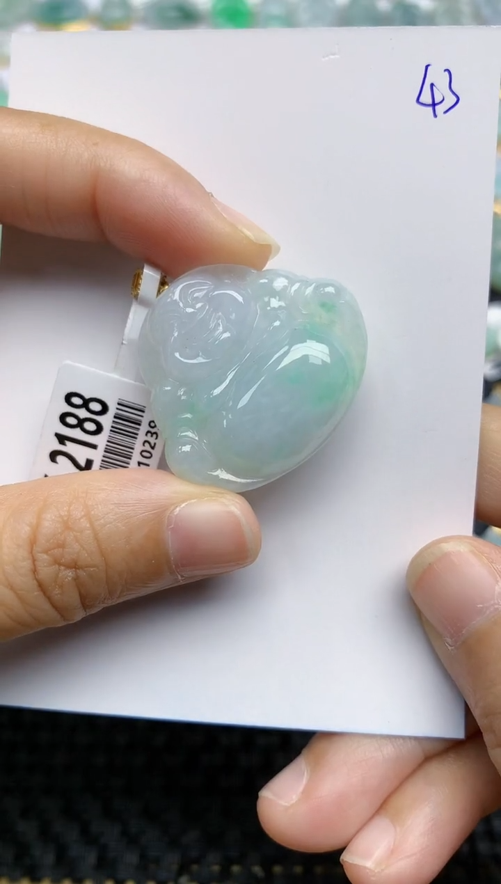 【闪购商品】翡翠挂件18K金镶嵌天然A货翡翠 43