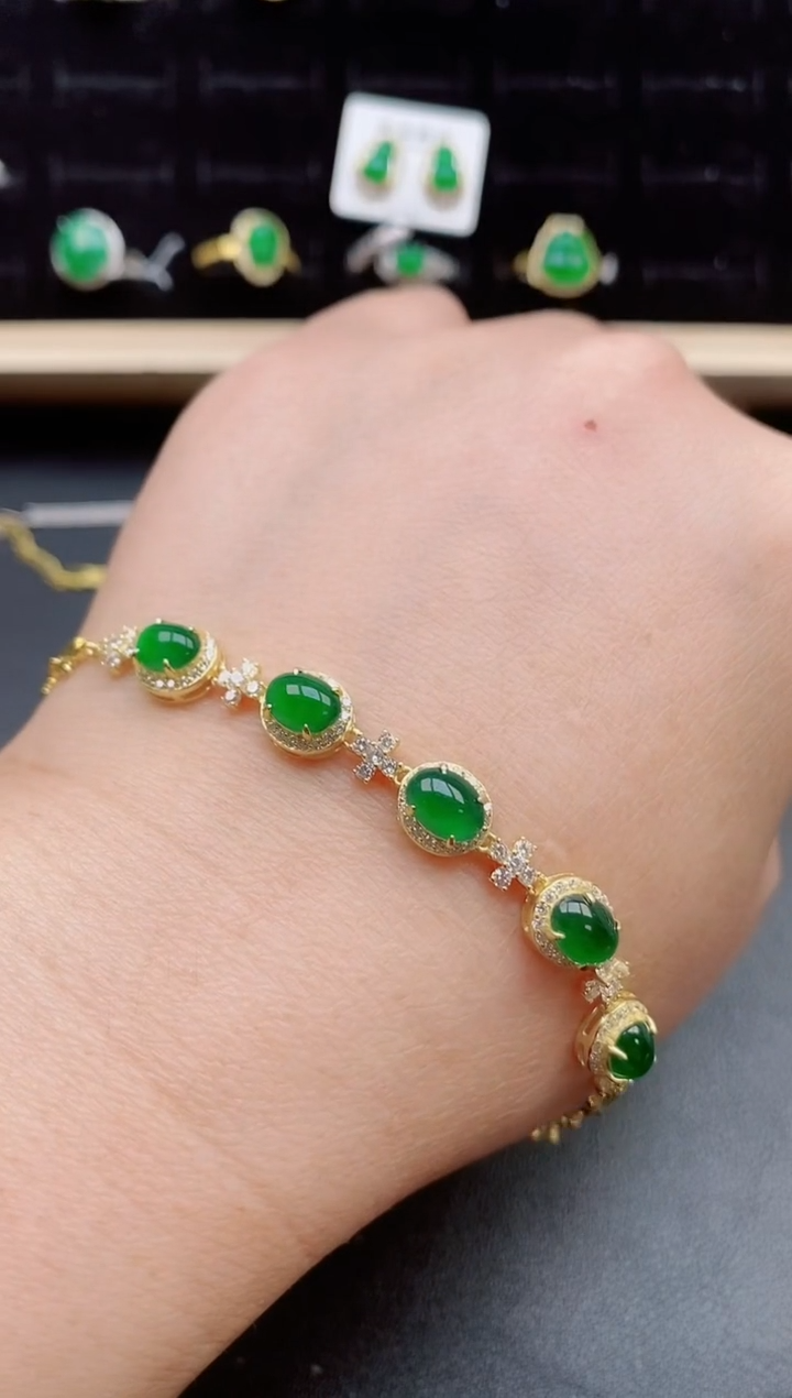 【闪购商品】翡翠手链银S925镶嵌12121