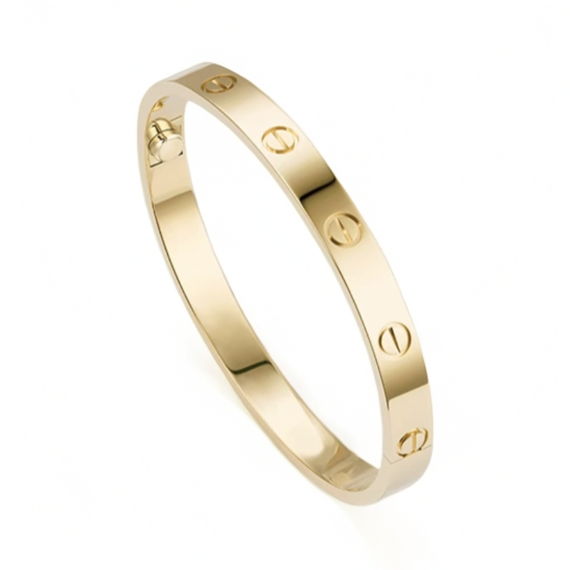 99新 Cartier/卡地亚 LOVE系列18k黄金 宽版无钻手镯