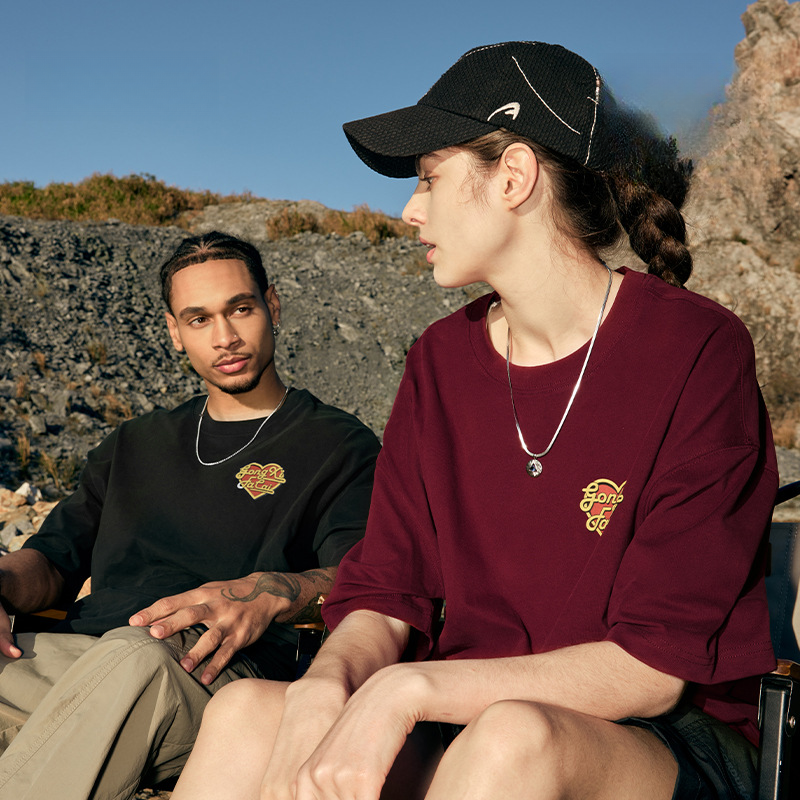 大弟潮牌/情侣爱心T恤2025夏设计感小众美式街头宽松短袖男女同款